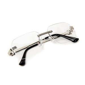 Clear Lens Silver Wire Frame Rimless Elegant Vintage Fashion Glasses